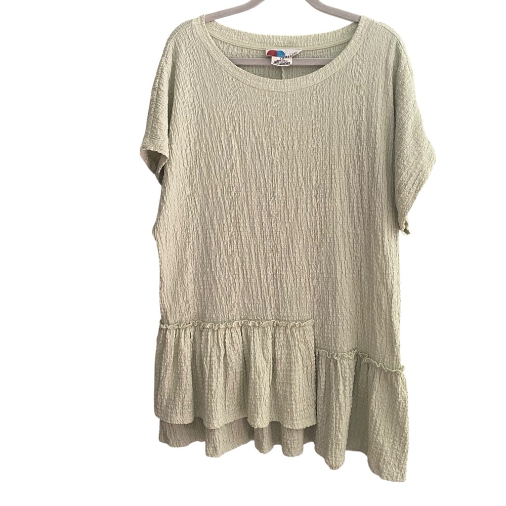 Free People Beach Marni Tunic - Boho Oversized Stretch Ruffled Top